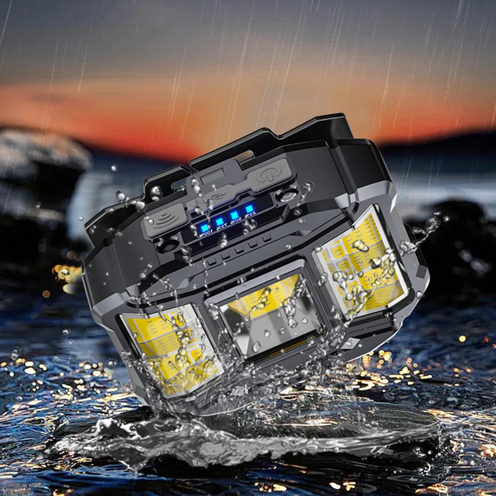 COB LED Outdoor Head Lamp USB Charging Head Mounted Flashlight