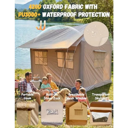 Luxury Glamping Inflatable Tent House for 6-8 Person 118x158 XL Awning 6.3 Extra Thick Air Beams Stronger Than 5 Heavy Duty Wat