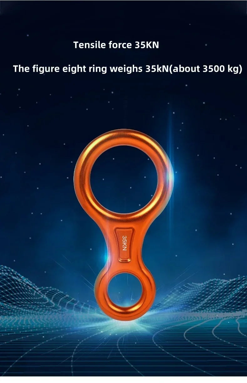 1Pcs Rock Climbing Carabine 8 Shape Rigging Descender Aluminum Figure Belay Device Abseiling 35kN Eight Ring Downhill Equipment