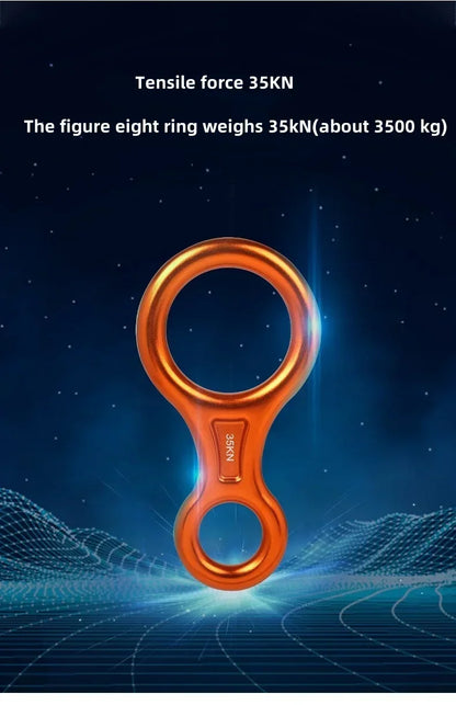 1Pcs Rock Climbing Carabine 8 Shape Rigging Descender Aluminum Figure Belay Device Abseiling 35kN Eight Ring Downhill Equipment