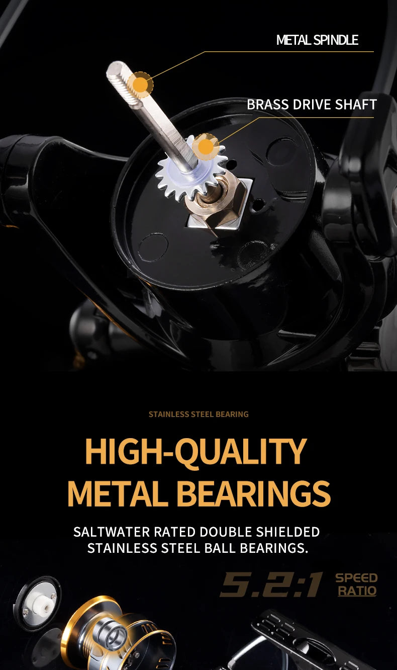 NX Fishing Reel Spinning Reel Metal Reel Cup 10KG Max Drag Power Spinning Wheel High Speed