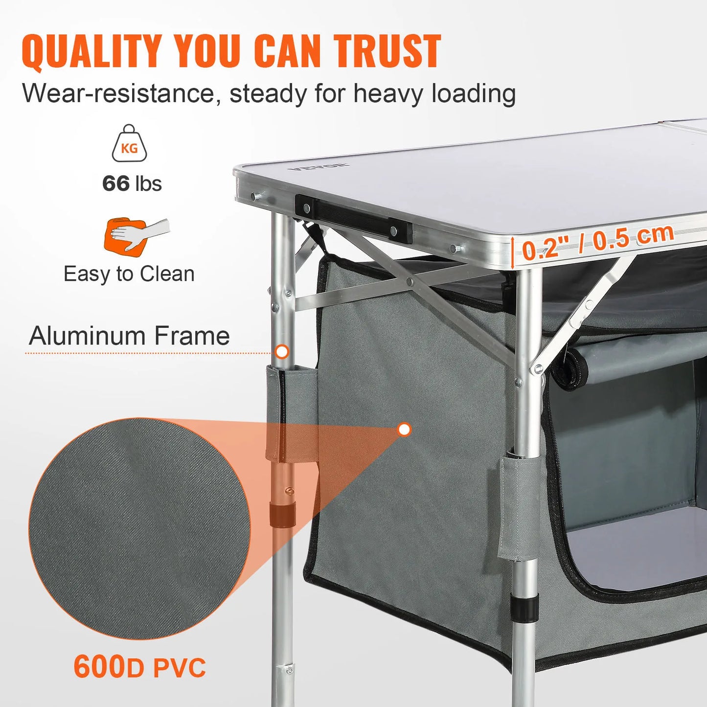 SucceBuy Camping Kitchen Table Quick set-up Folding Camping