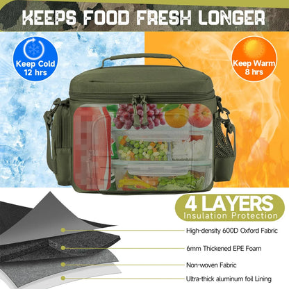 Tactical Lunch Box for Men Outdoor Heavy Duty Lunch Bag Work Leakproof Insulated Durable