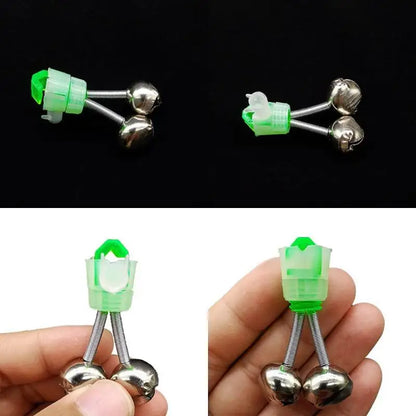 10-1PC Fishing Bite Alarms Fishing Rod Bells Tip Clip Bells Ring Green ABS