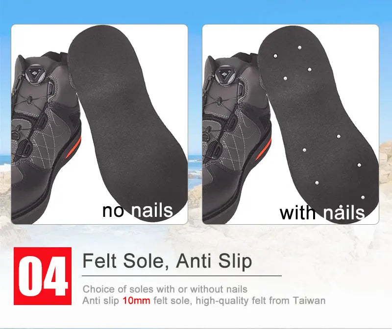 Fly Fishing Shoes, Fishing Waders Shoes, Felt Sole With Or Without Nails Fishing Boots, Self-lock Hunting Fishing Equipment