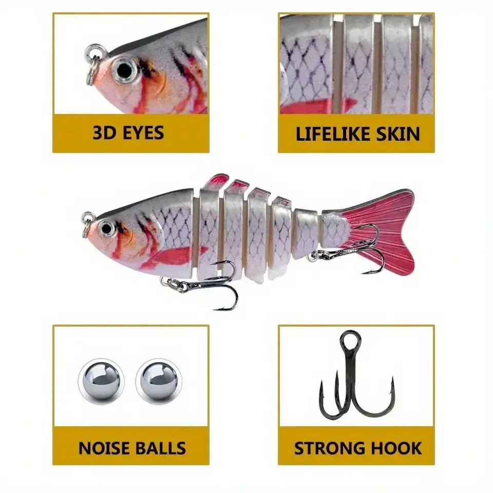 5pcs Multi Jointed Bait 7-Segment Fishing Lures  Bionic Wobbler
