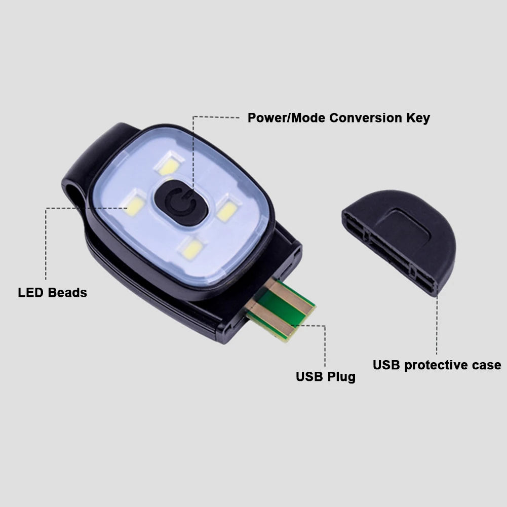 2-10PCS LED Clip Flashlight USB Charging LED Multifunction Lightweight Warning Lights for Night Walking