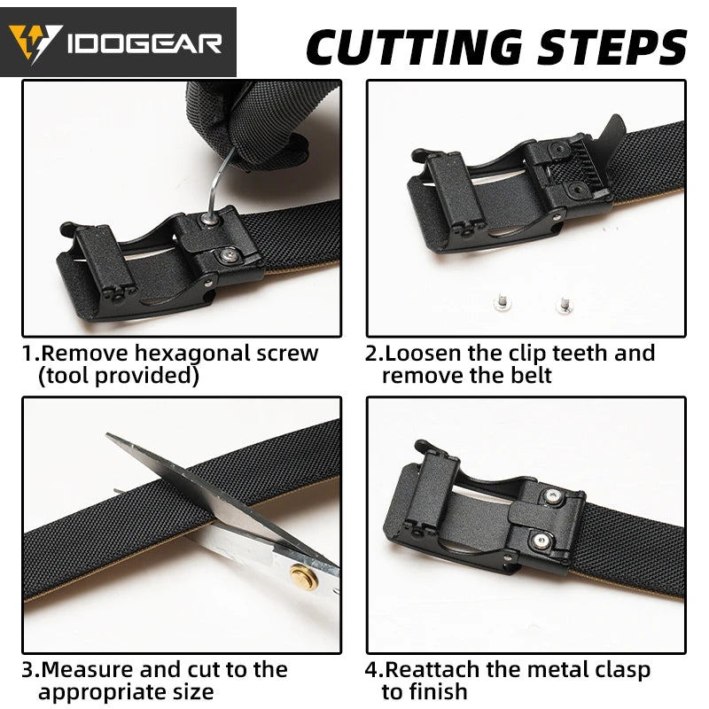 IDOGEAR Tactical Ratchet Belt 1.25” EDC Gun Belt Heavy-Duty Nylon CCW Belts