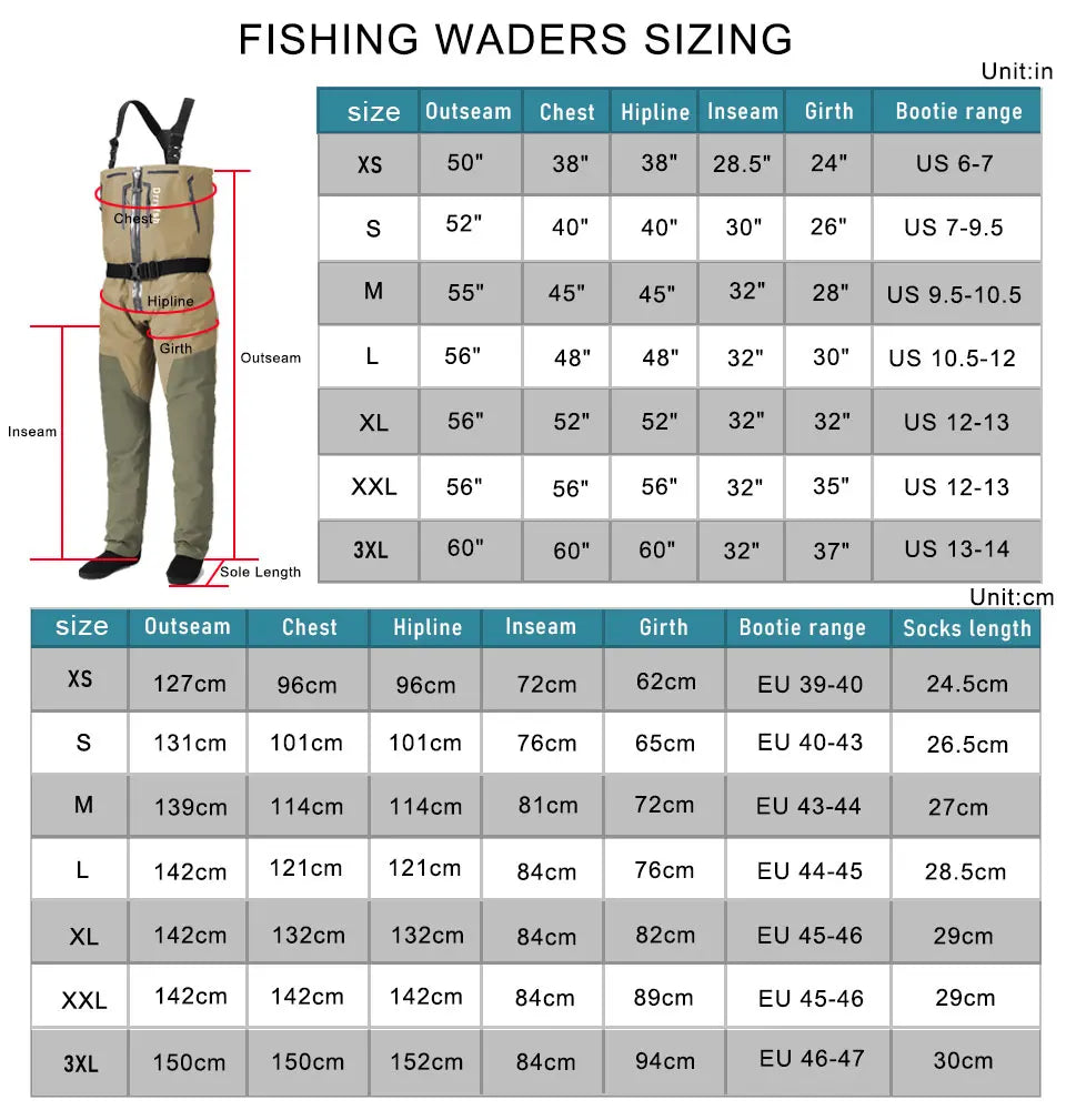 Breathable Convertible Chest Waist Fly Fishing Waders with Zipper Drake Anglers Wading Pants Lightweight stockingfoot for Men