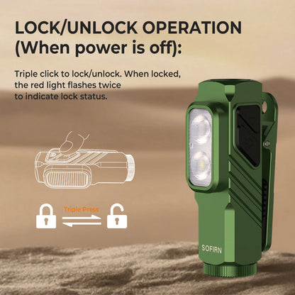 SOFIRN Mini ST10 1000LM EDC Flashlight USB C 14500 Rechargeable with Red Light 660NM Magnetic Tail & Clip