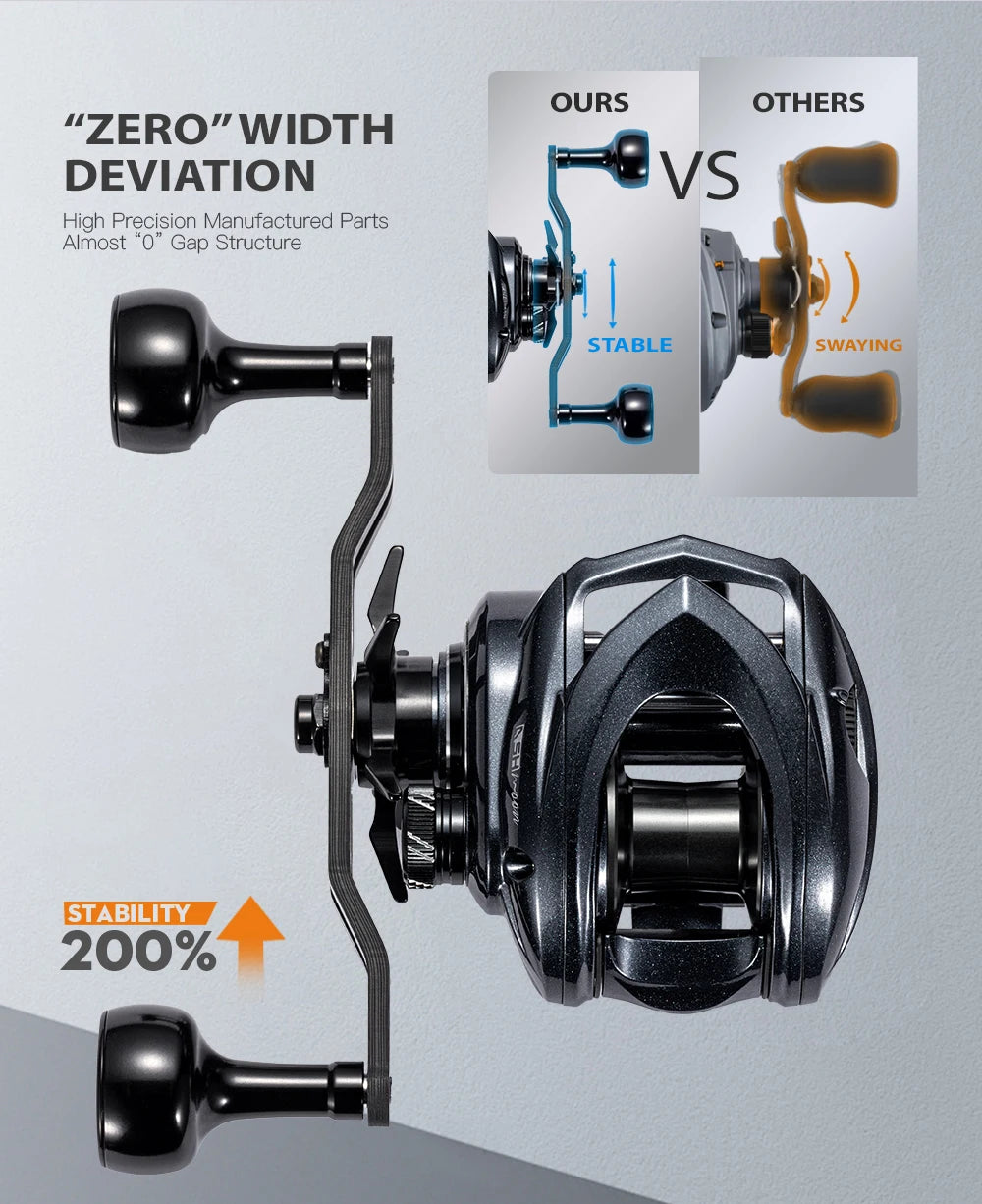 SOLOKING ASHMOON Alloy Baitcasting Reel 12+1BB 6KG Power Long Handle