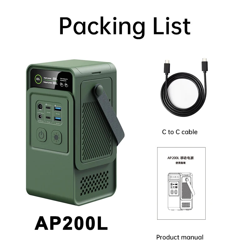 CTOLITY 200W 1800W Portable Power Station LiFePo4 Camping Solar Generator 110V 220V AC Energy Storage