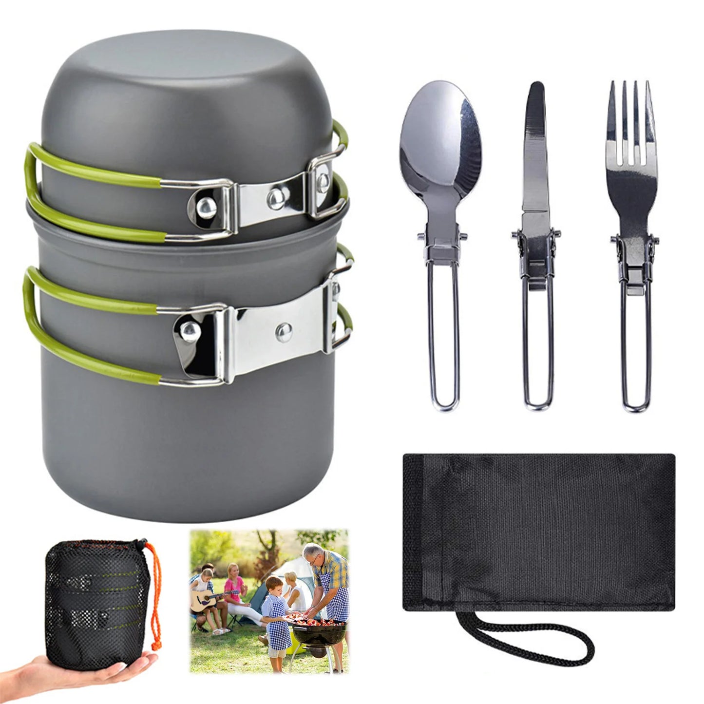 Outdoor Tableware Camp Cooking Set Portable Cook Gear Aluminum Alloy Cookware Sets