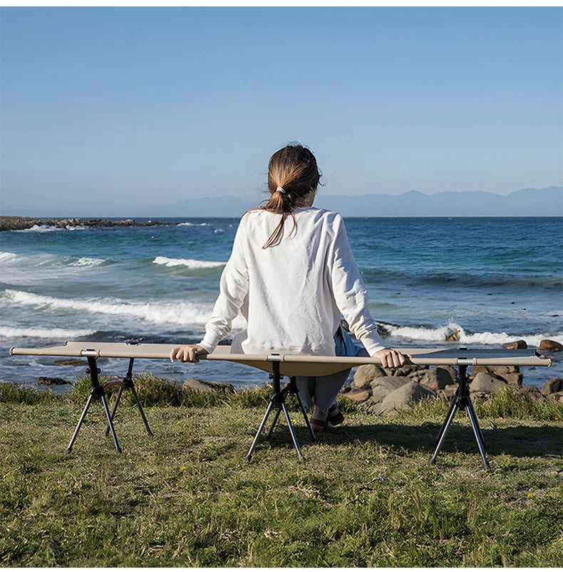WESTTUNE Camping Cot with Leg Extenders Portable Folding Bed Ultralight Aluminum Alloy