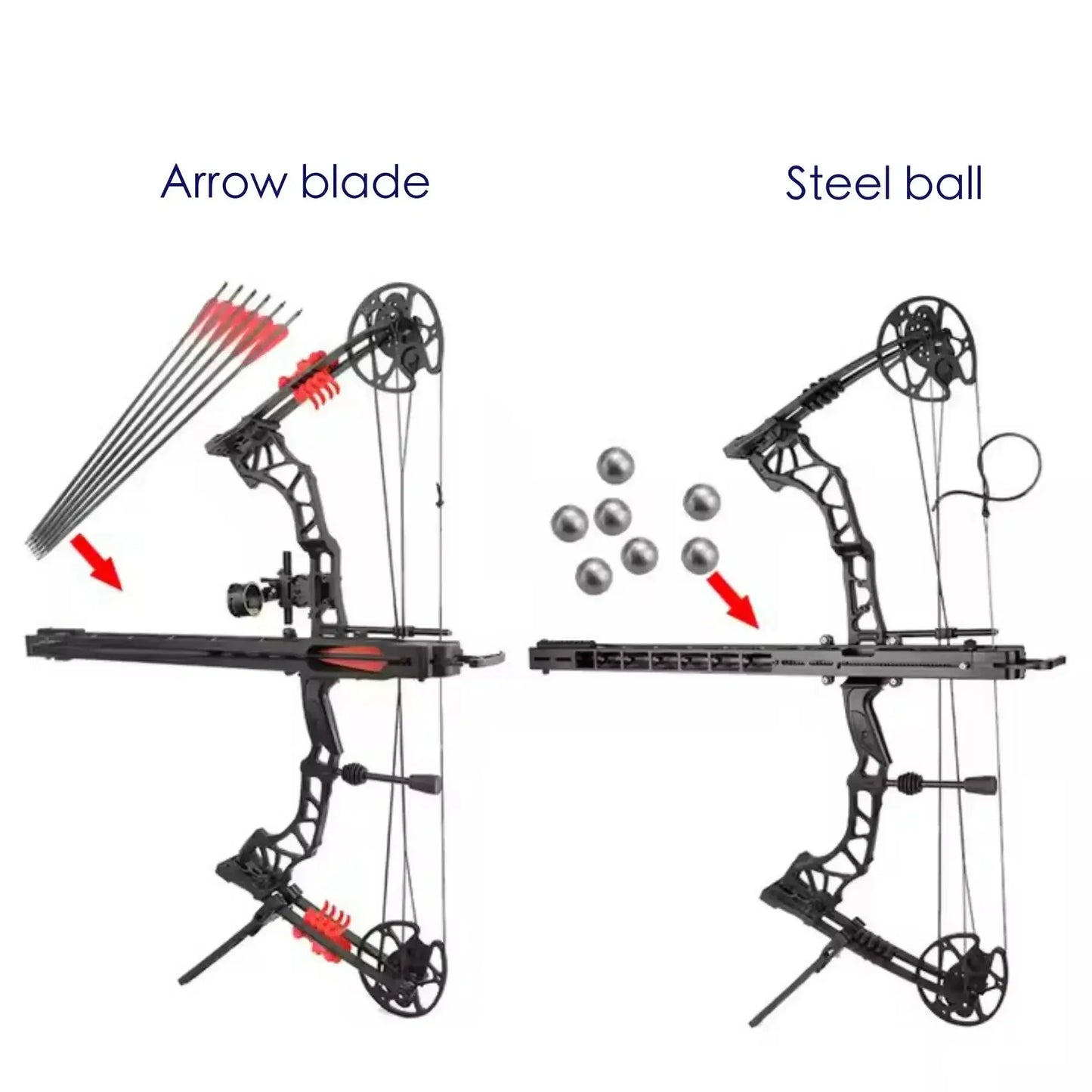 Powerful Slingshot Compound Bow Metal Hunting Catapult Continuous Fire Accessories Steel Ball Arrow Fishing Shooting Recurve Bow