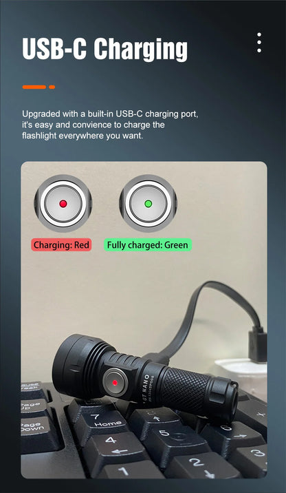 Professional Outdoor Flashlight   450 meters USB TYPE