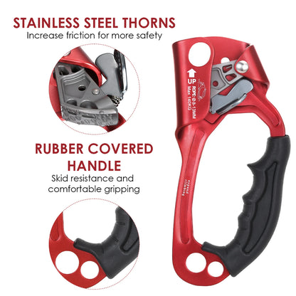 Hand Ascender Vertical Rope Ascender Rock Climbing Equipment 140kg Bearing Capacity