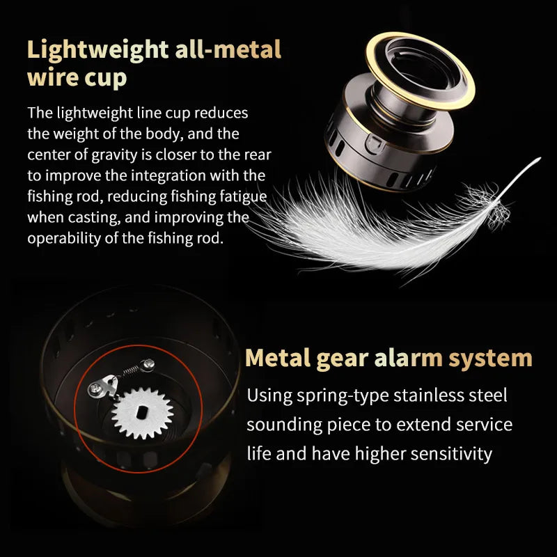 1 Piece Two-Hand Rotating Fishing Reel, He1000-7000 Series, 5.2:1 Gear Ratio, 22.05lb Extraction,  Aluminum Alloy Body, Left/Right Hands