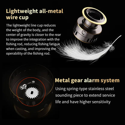 1 Piece Two-Hand Rotating Fishing Reel, He1000-7000 Series, 5.2:1 Gear Ratio, 22.05lb Extraction,  Aluminum Alloy Body, Left/Right Hands