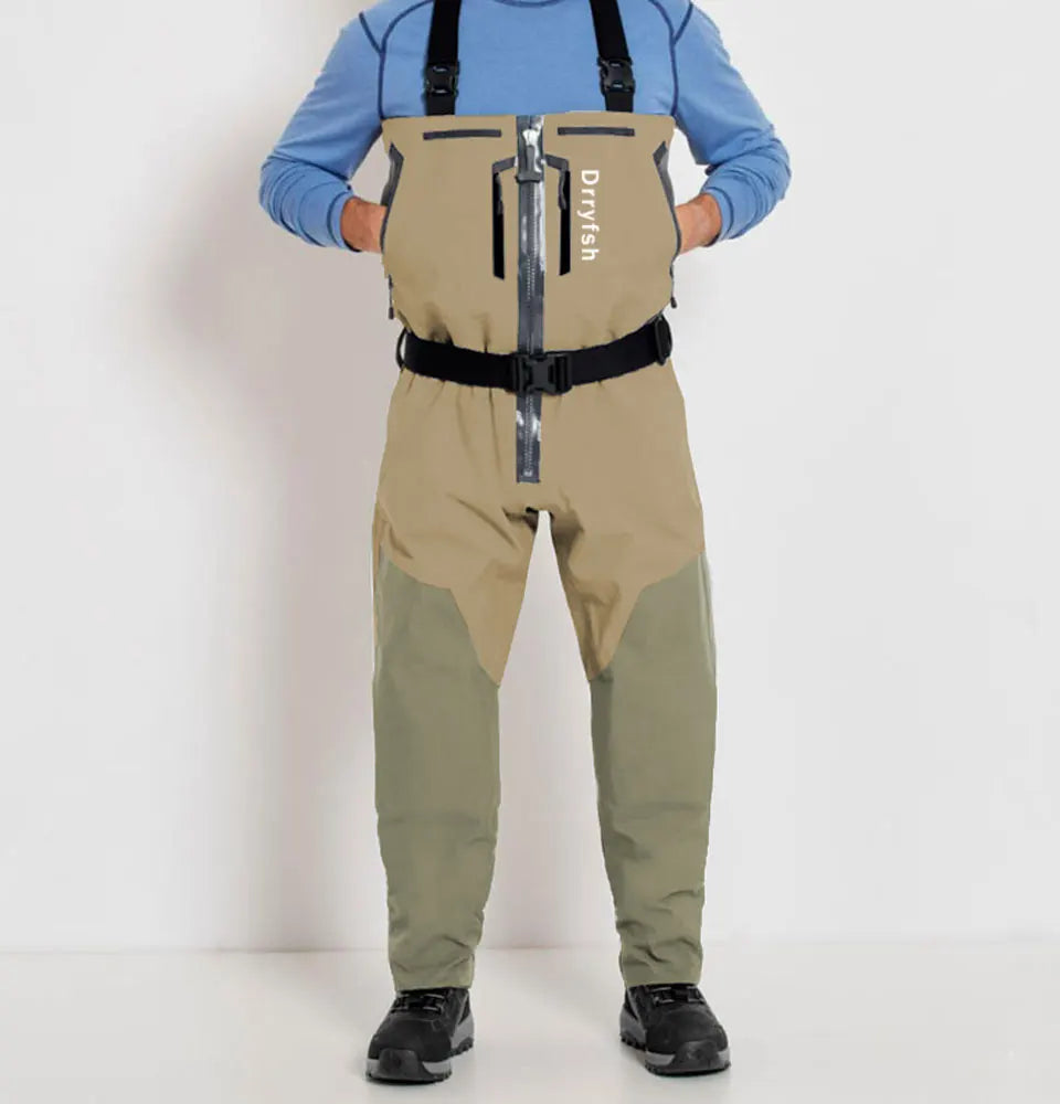 Breathable Convertible Chest Waist Fly Fishing Waders with Zipper Drake Anglers Wading Pants Lightweight stockingfoot for Men
