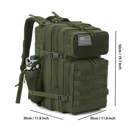 45L tactical backpack for outdoor sports hiking climbing travel with bottle holder