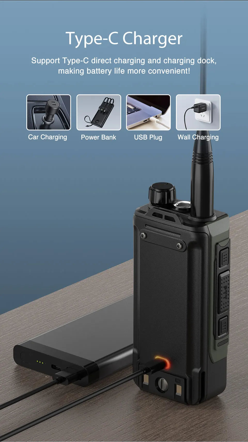 Upgrade Baofeng UV16M V2 Walkie Talkie 15W High Capacity AM FM 2-Way Radio Full Band LCD 999CH Frequency Copy NOAA Noise Reduce