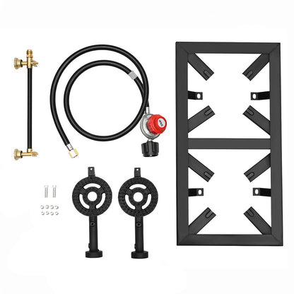 Portable 1/2 Burner Outdoor Gas Stove Propane Cooker with Adjustable 0-10Psi Regulator Hose for Patio Camping, BBQ