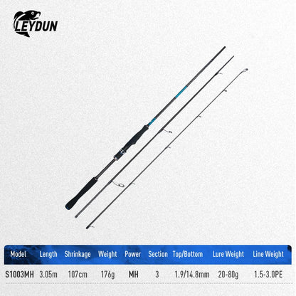 BLUE INSHORE Fishing Rods Inshore Breakwater Bass Rod S782L S862ML S902ML Saltwater Light Fast 2 Section Spinning Rods
