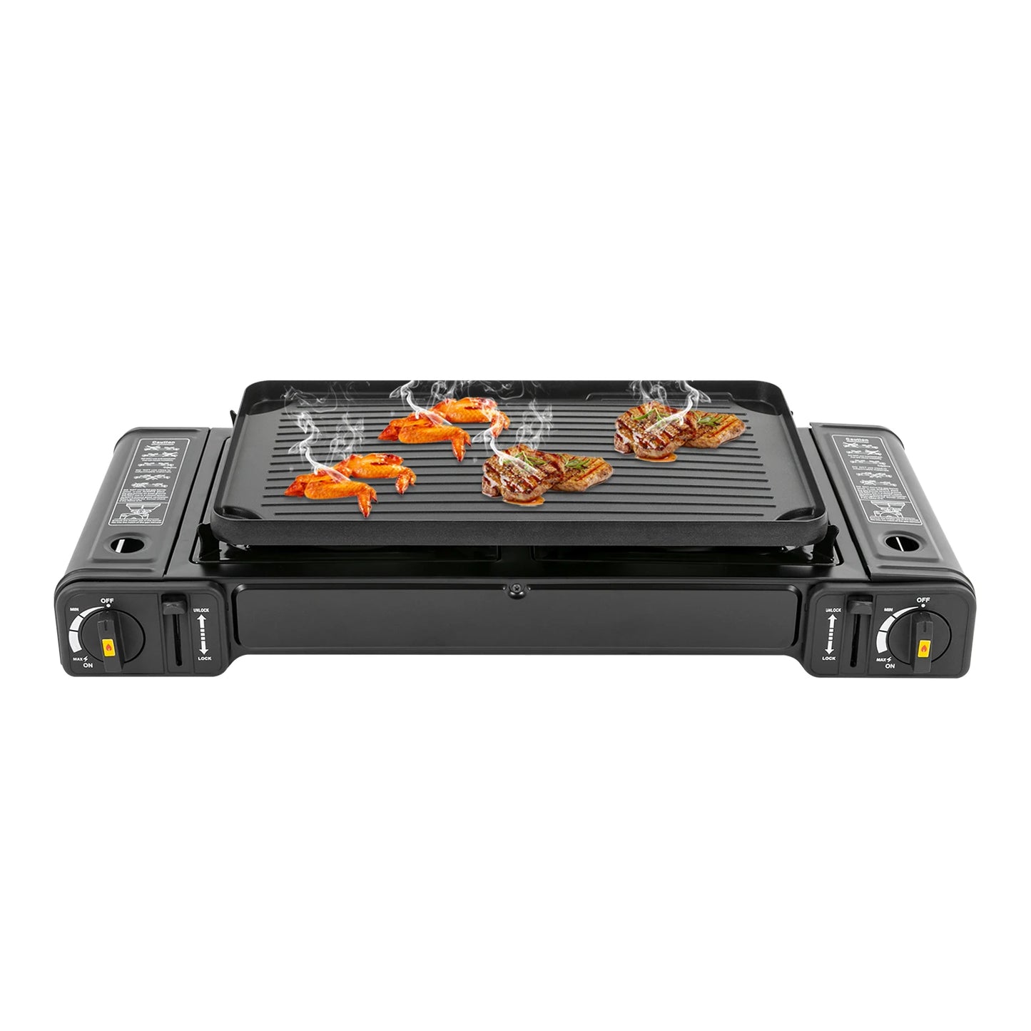Double Head Barbecue Gas stove with Baking Tray   Outdoor