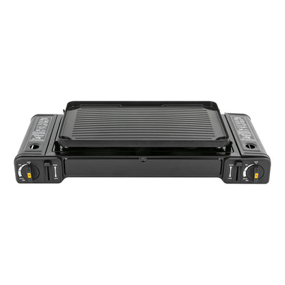 Double Head Barbecue Gas stove with Baking Tray   Outdoor