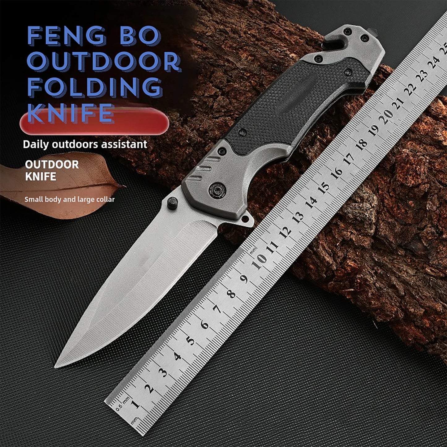 Folding knife with clip, EDC small knife with webbed opening and padded lock,