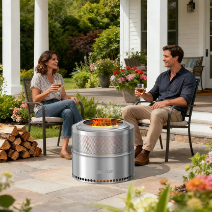 Wood Burning Firepit,Large Stainless Steel Smokeless Fire Pit with Carry Bag,