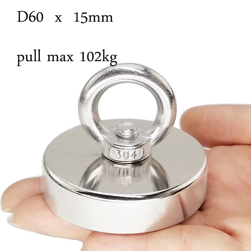 , Powerful Search Magnet with Eyebolt For Salvage Magnetic Fishing