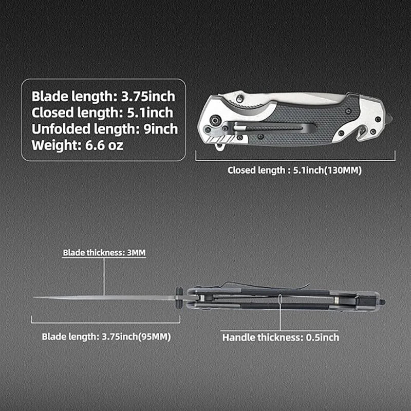 Folding knife with clip, EDC small knife with webbed opening and padded lock,