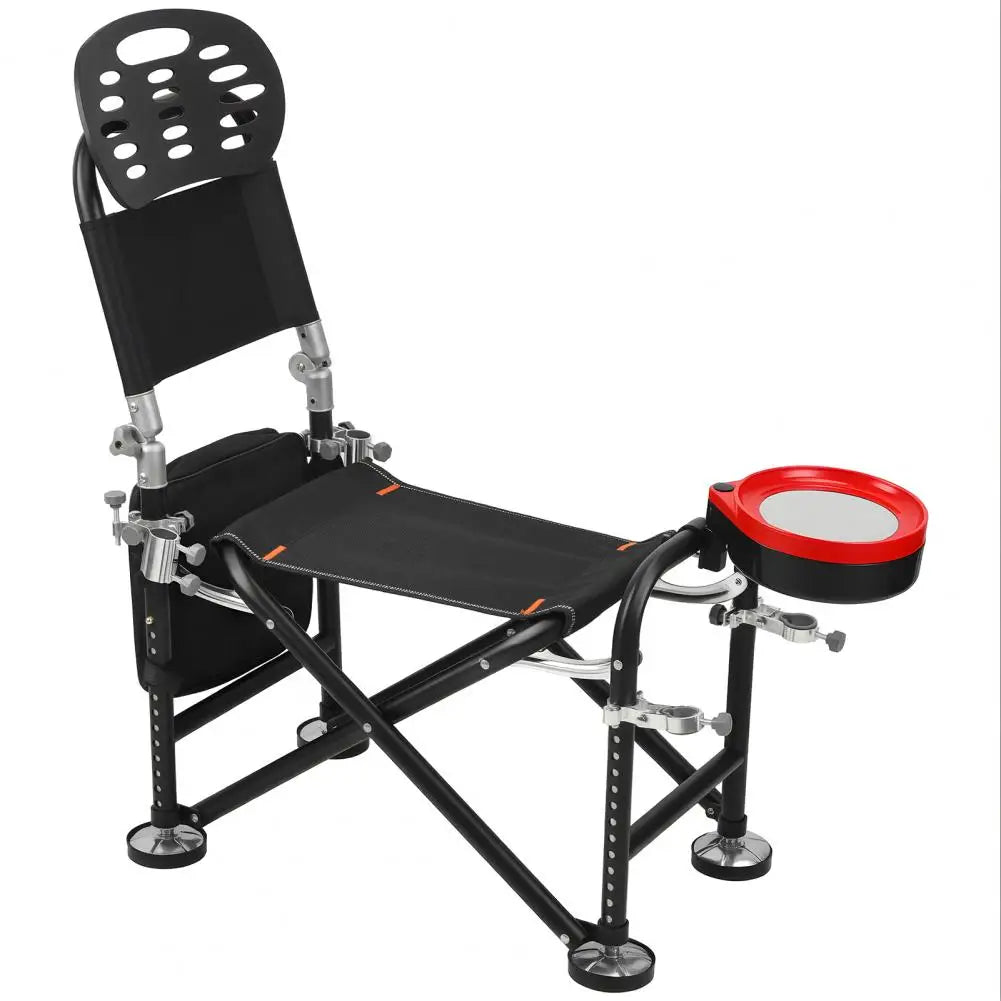 13 Gear Rise Fall 21cm Adjustment Fishing Chair with Backrest Rod Holder