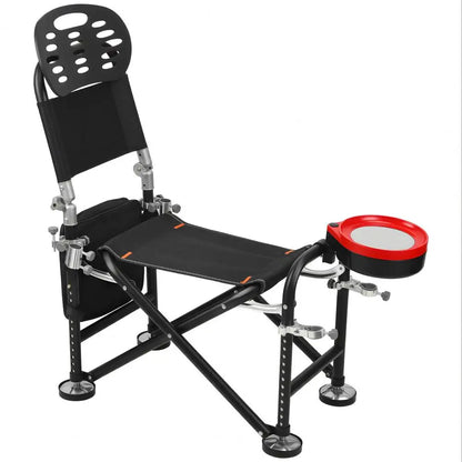 13 Gear Rise Fall 21cm Adjustment Fishing Chair with Backrest Rod Holder