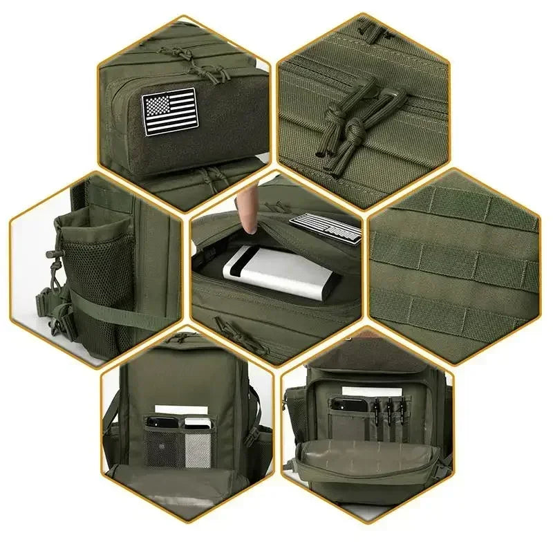 45L tactical backpack for outdoor sports hiking climbing travel with bottle holder