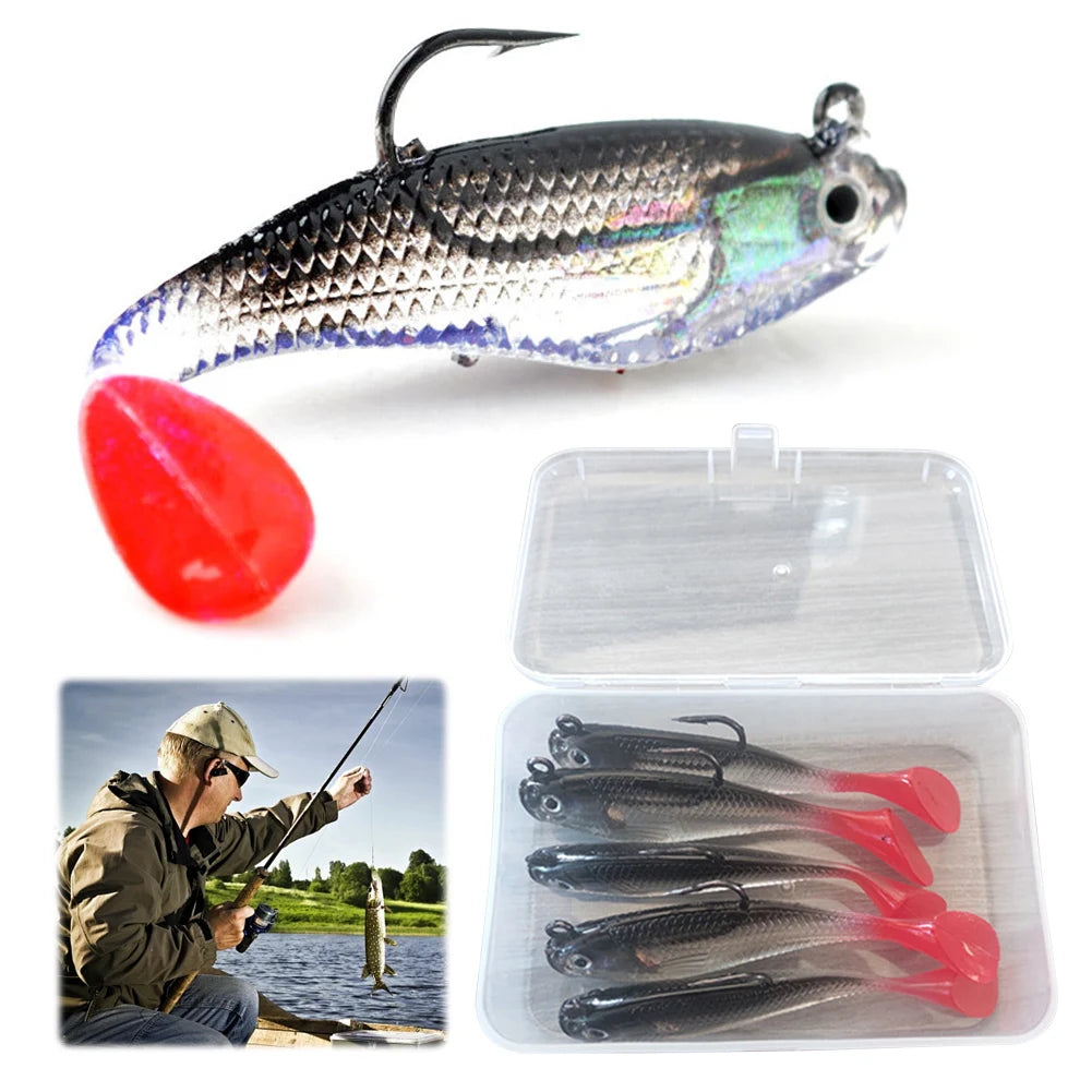 5pcs/lot Fishing Lures 80mm 9.5g Soft Lure Wobblers T Tail Soft Bait Artificial Baits Swimbait for Pike Bass Lure
