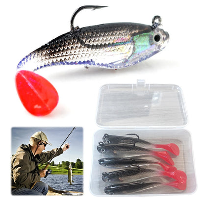5pcs/lot Fishing Lures 80mm 9.5g Soft Lure Wobblers T Tail Soft Bait Artificial Baits Swimbait for Pike Bass Lure