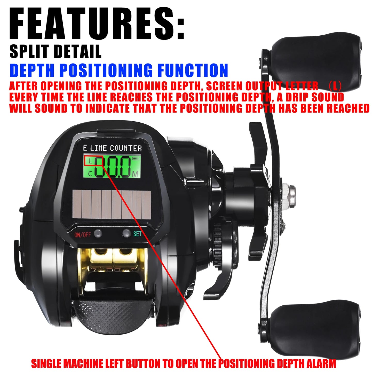 New Electronic Baitcasting Fishing Reel Led Screen USB And Solar Charging 7.2:1 Sea Saltwater Waterproof Cast Drum Wheel Casting