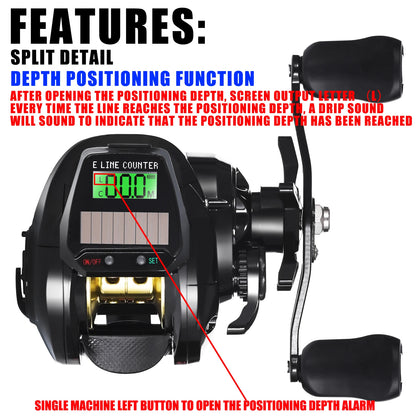New Electronic Baitcasting Fishing Reel Led Screen USB And Solar Charging 7.2:1 Sea Saltwater Waterproof Cast Drum Wheel Casting