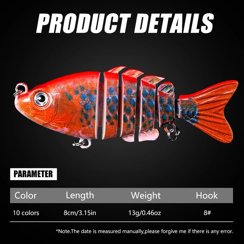 8cm 13g 10PCS Fishing Lure Swimbait Lifelike Fishing Hard Lure Crankbait With 2 Hook Fishing Baits