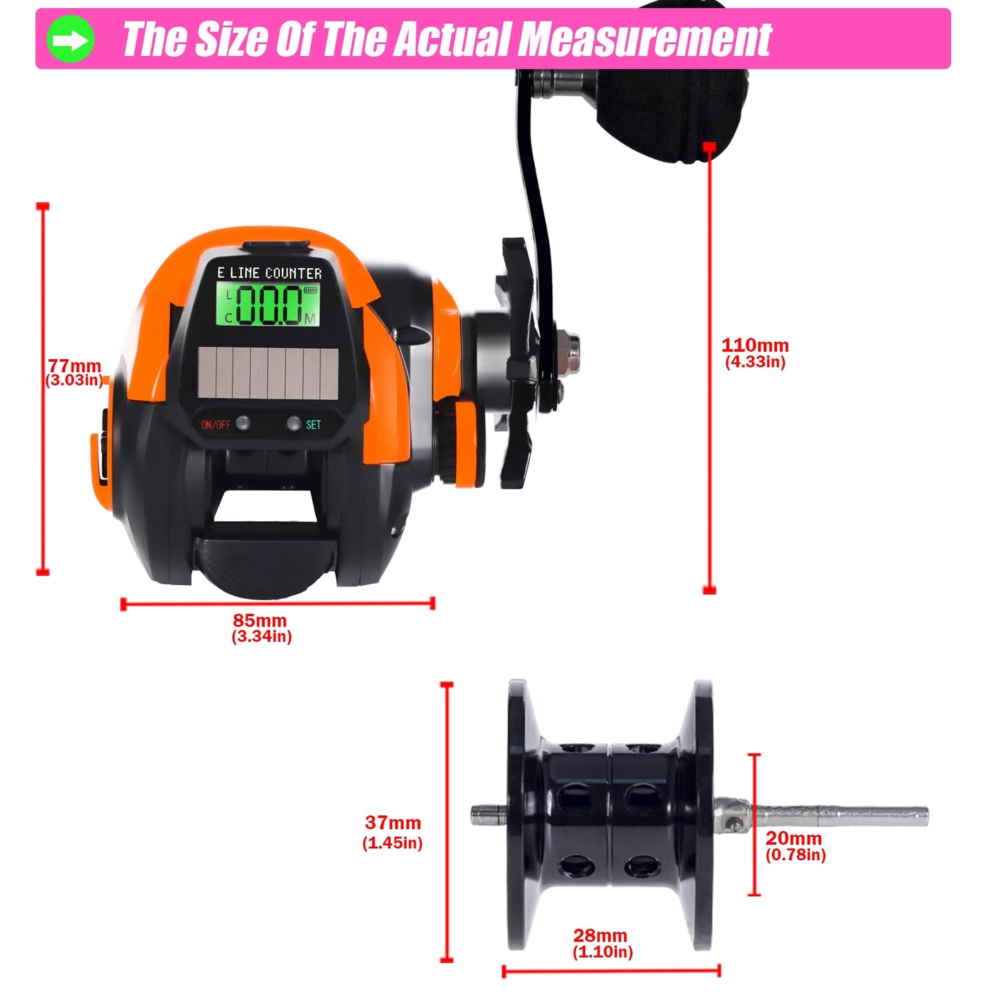 SAMOLLA Fishing Reel USB And Solar Charging Electronic Baitcasting Led Screen 7.2:1 Saltwater Waterproof Cast Drum Wheel Casting