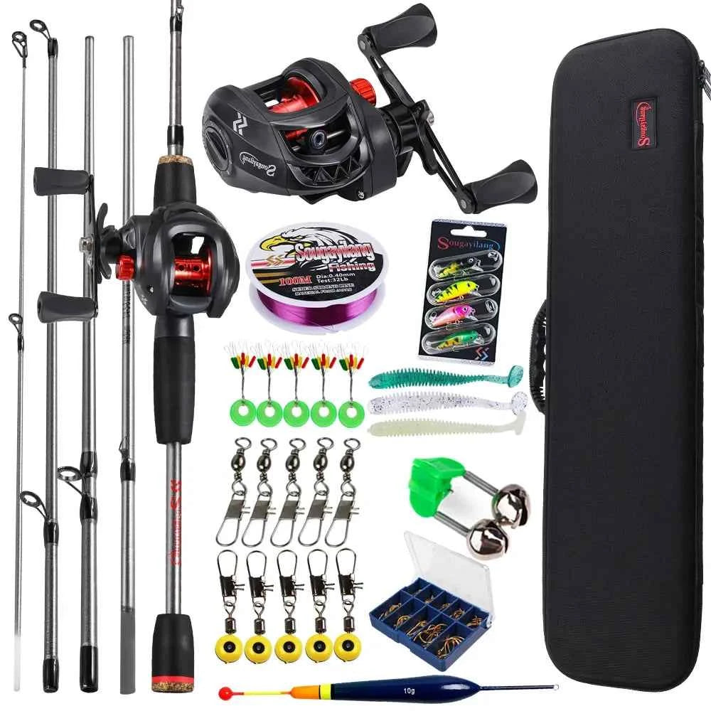 Sougayilang Baitcasting Fishing Rod and Reel Combo 5Section Fishing Rod and 7.2:1 Gear Ratio Reel Full Kit