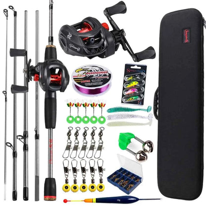 Sougayilang Baitcasting Fishing Rod and Reel Combo 5Section Fishing Rod and 7.2:1 Gear Ratio Reel Full Kit