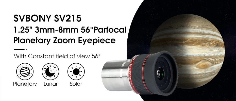 Svbony SV215 Zoom Eyepiece,1.25 Inch 3-8mm,with Parfocal Design,Telescope Accessory
