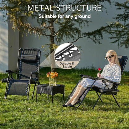 JHK Zero Gravity Portable Recliner  Chair with Cup Holder Trays Adjustable