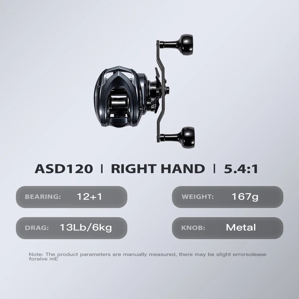 SOLOKING ASHMOON Alloy Baitcasting Reel 12+1BB 6KG Power Long Handle