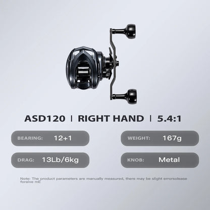 SOLOKING ASHMOON Alloy Baitcasting Reel 12+1BB 6KG Power Long Handle
