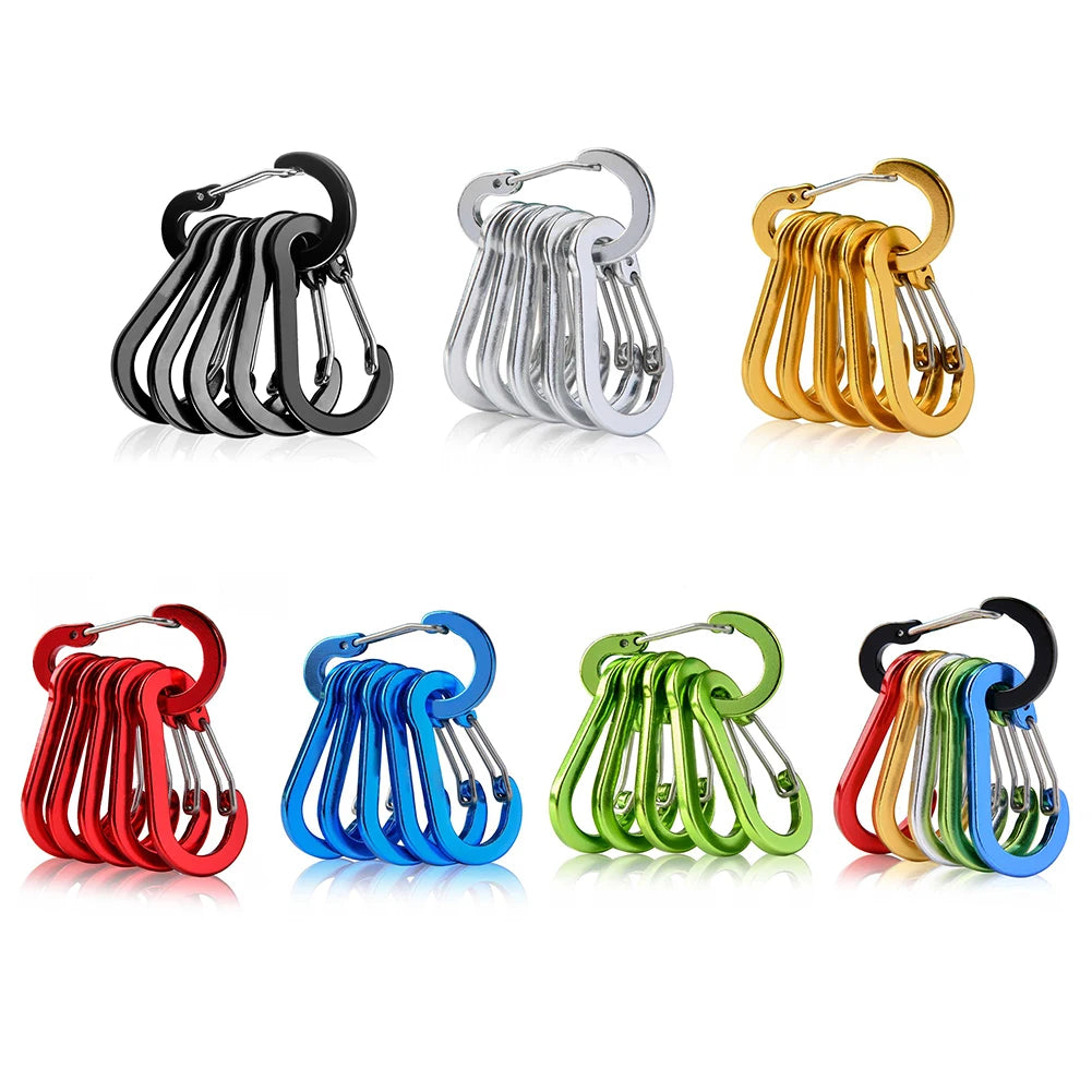 1-12PCS Carabiner Clip Set Tourist Hooks Aluminium Alloy  Carbin Buckle  Camping Karabiners